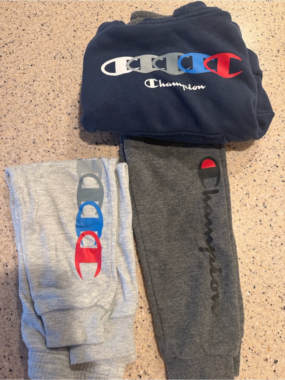 Champion Kids' Logo Sweatpants - Gray/Light Gray/Navy